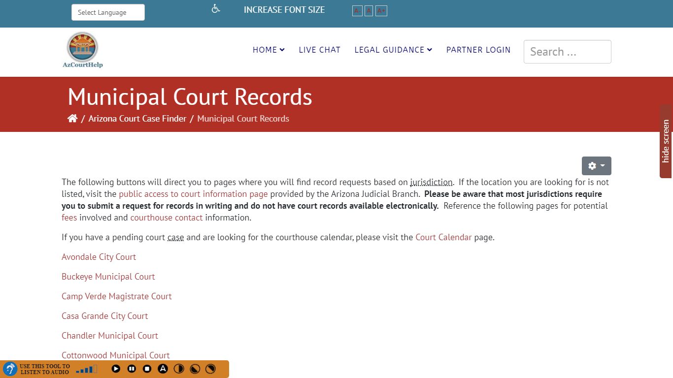 Court Records and Requests for Municipal Courthouses in Arizona